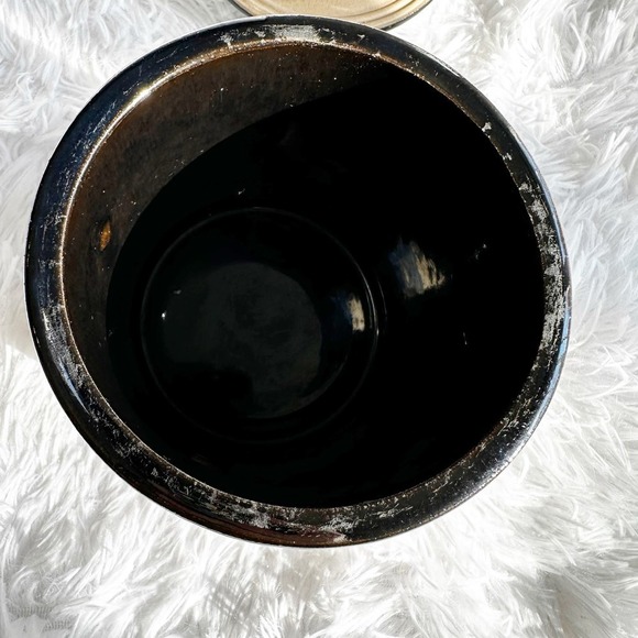 Vintage Brown Glazed Crock with wire bail latch cottage farmhouse kitchen - Picture 7 of 12